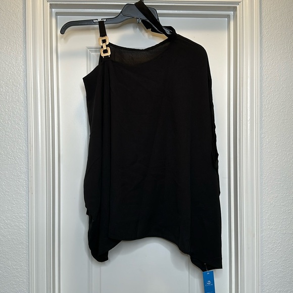 NEW Dolman Sleeve One Shoulder Top BLACK size Small fits a medium easy! - Picture 2 of 8